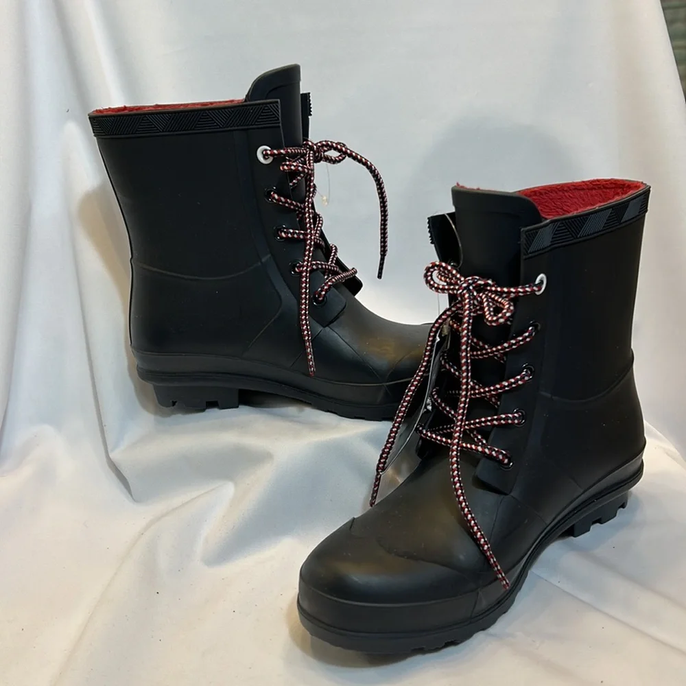 Tommy Hilfiger Rain Boots-Black-Size 6-  NWT No Box